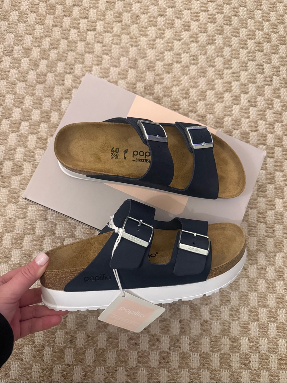 Birkenstock Papillo Navy Nubuck Leather Sandal
